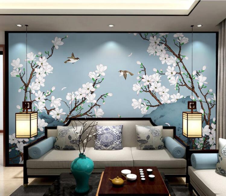 3D White Plum Stone WC2681 Wall Murals