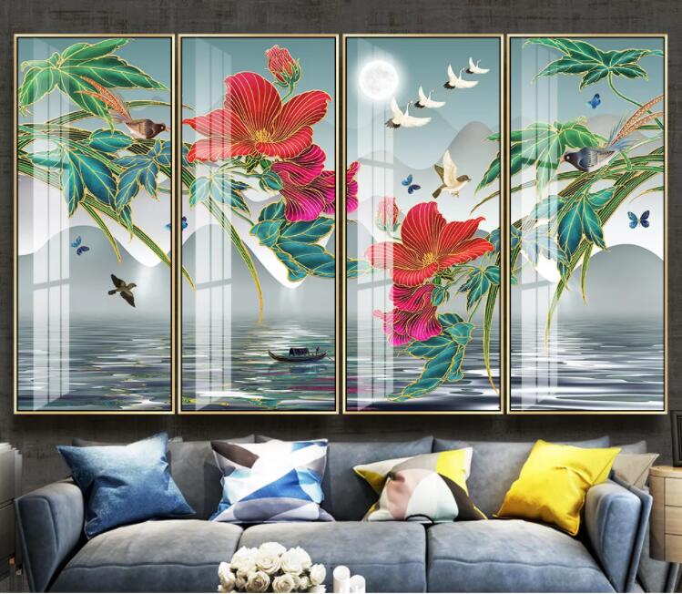 3D Ship Crane Bird WC2651 Wall Murals