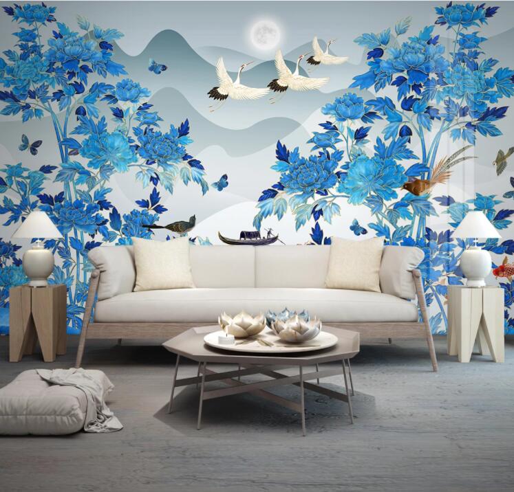 3D Ship Goldfish Crane WC2553 Wall Murals