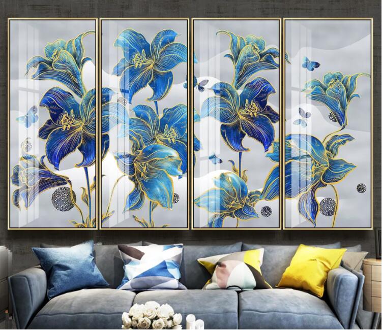 3D Blue Swaying Flower WC2399 Wall Murals