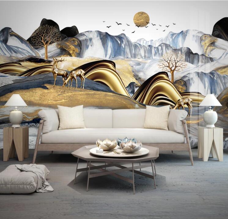 3D Dead Tree Deer WC2345 Wall Murals