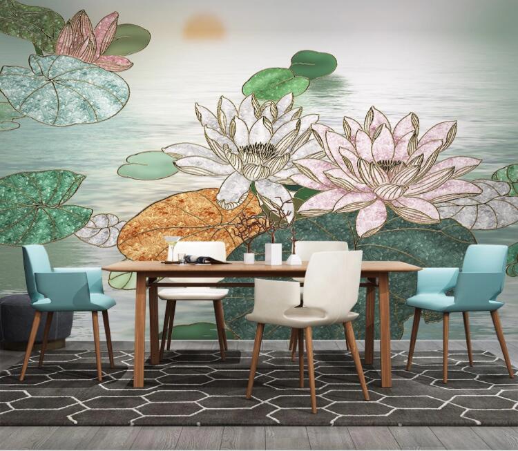 3D Lotus Pond WC2690 Wall Murals