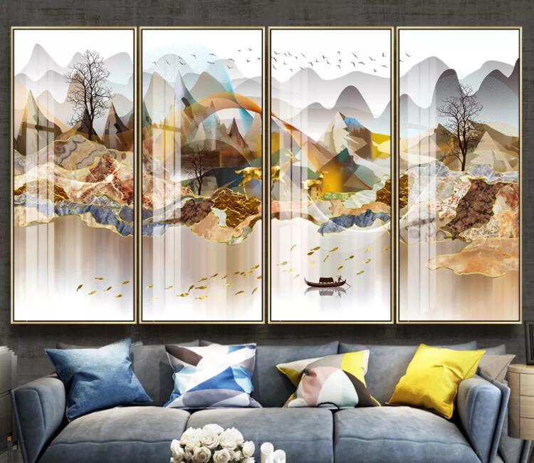 3D Hillside Boat WC2232 Wall Murals