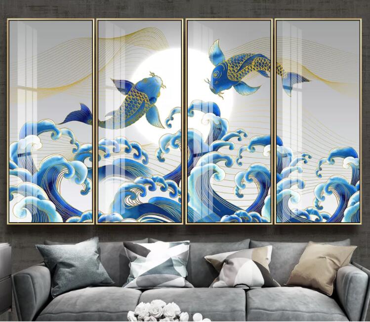 3D Moon Goldfish WC2193 Wall Murals