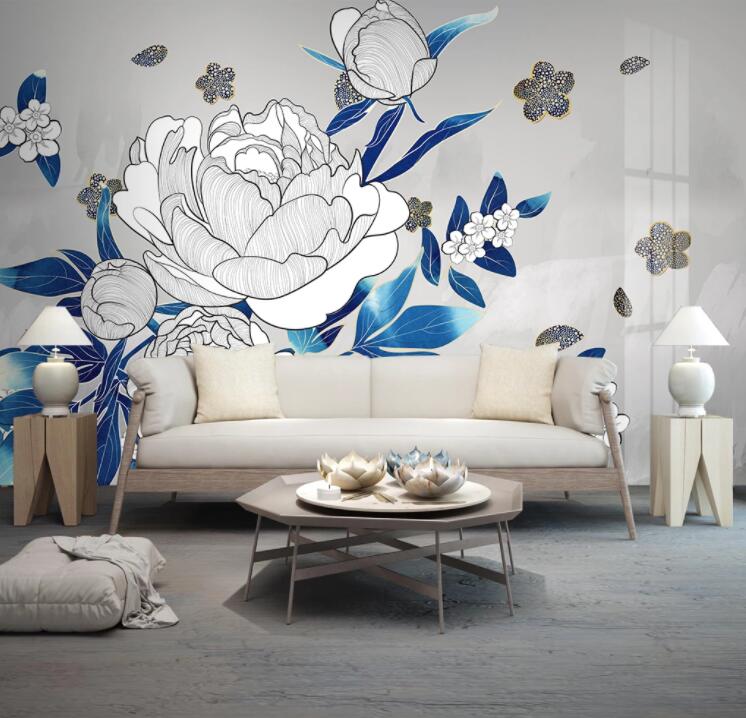 3D White Peony WC2103 Wall Murals