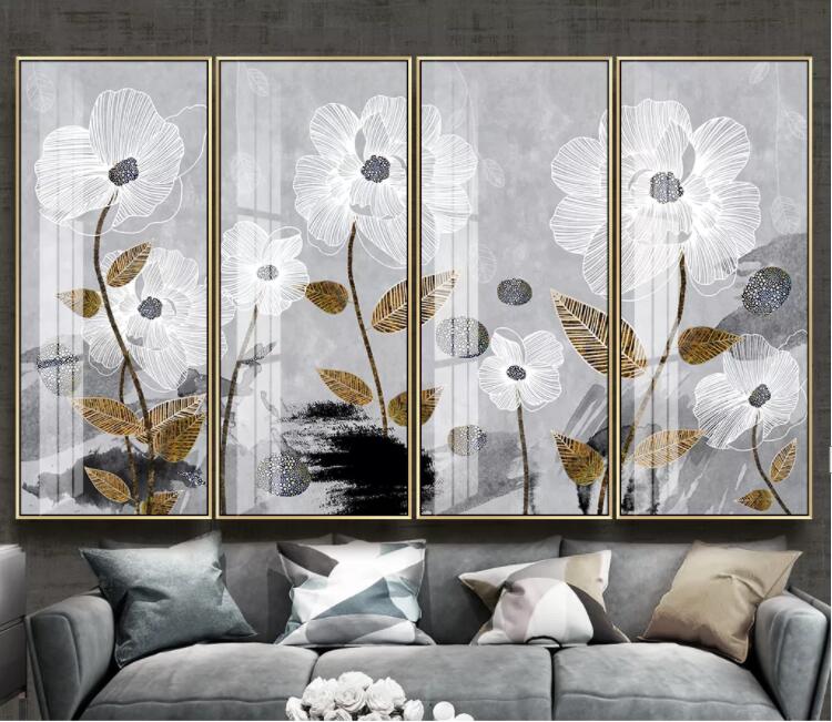 3D Graffiti White Flower WC2085 Wall Murals