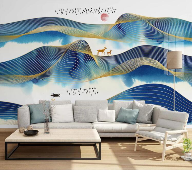 3D Blue Hillside WC2041 Wall Murals