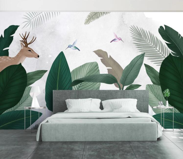 3D Sika Deer Bird WC2208 Wall Murals