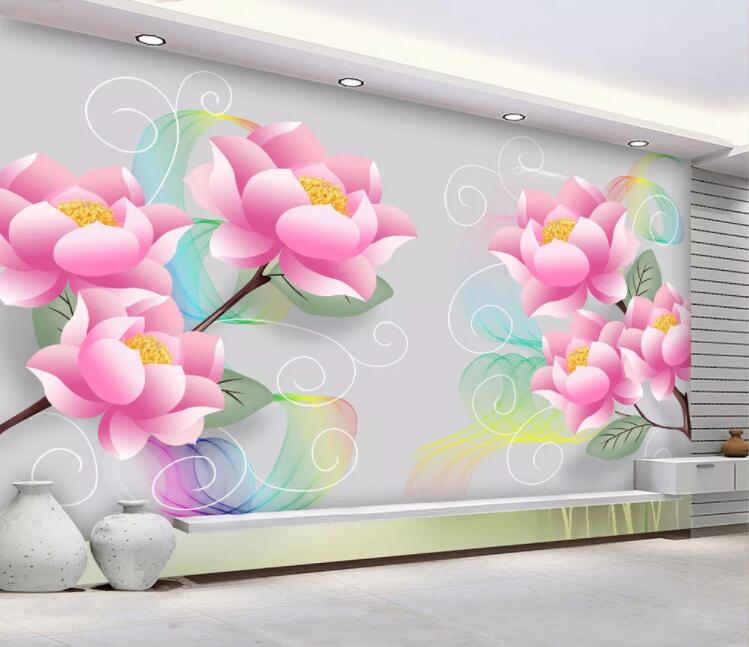 3D Red Lotus WC2058 Wall Murals