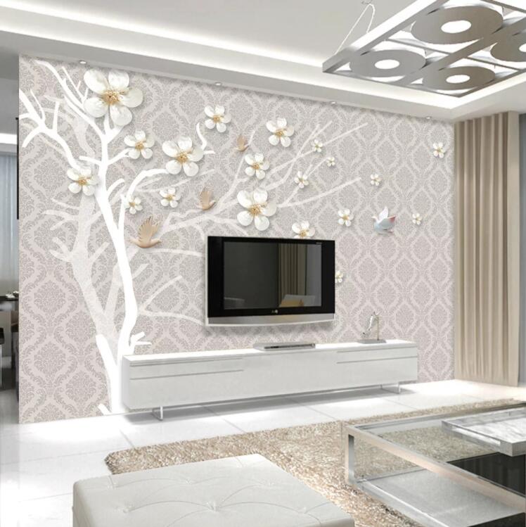 3D White Tree WC838 Wall Murals