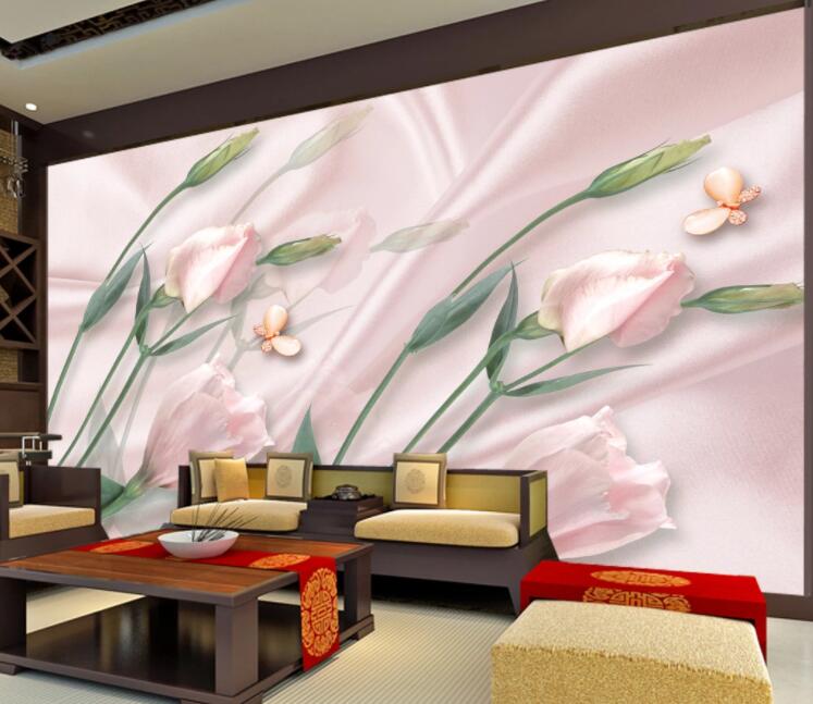 3D Lily Butterfly WC1533 Wall Murals