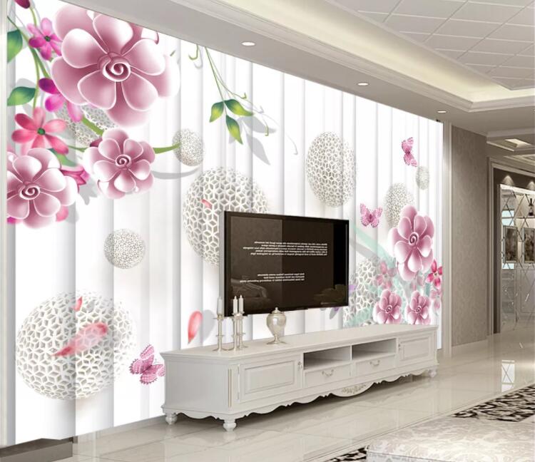 3D Rose Butterfly WC1529 Wall Murals