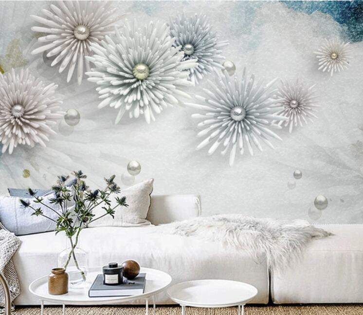 3D Chrysanthemum Pearl WC2765 Wall Murals