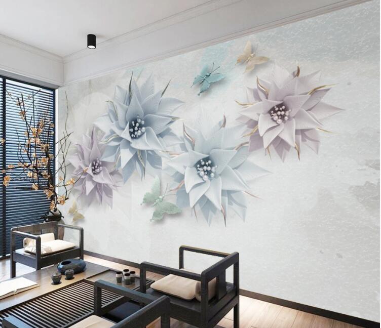 3D Purple Peony WC2764 Wall Murals