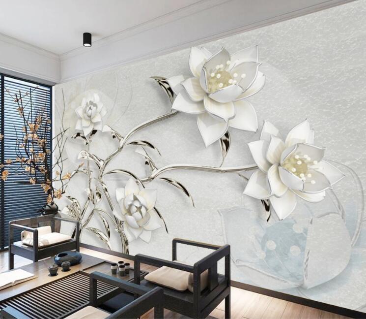 3D White Lotus WC2729 Wall Murals