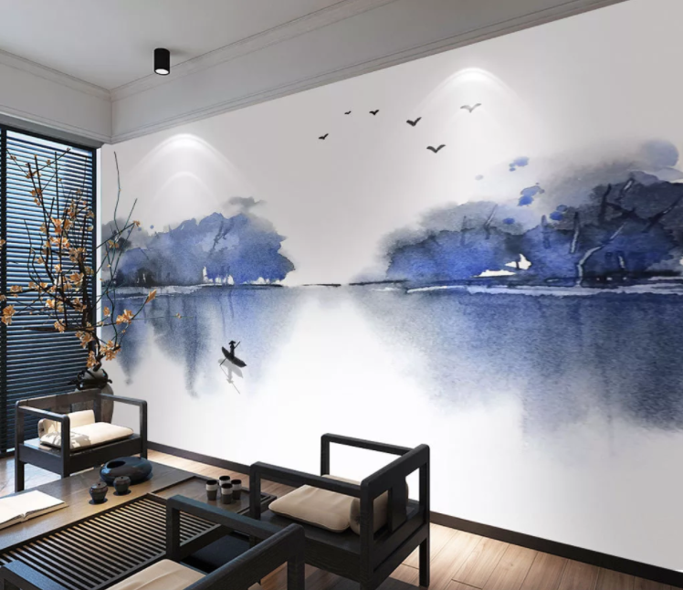 3D Fisherman Lake WC329 Wall Murals