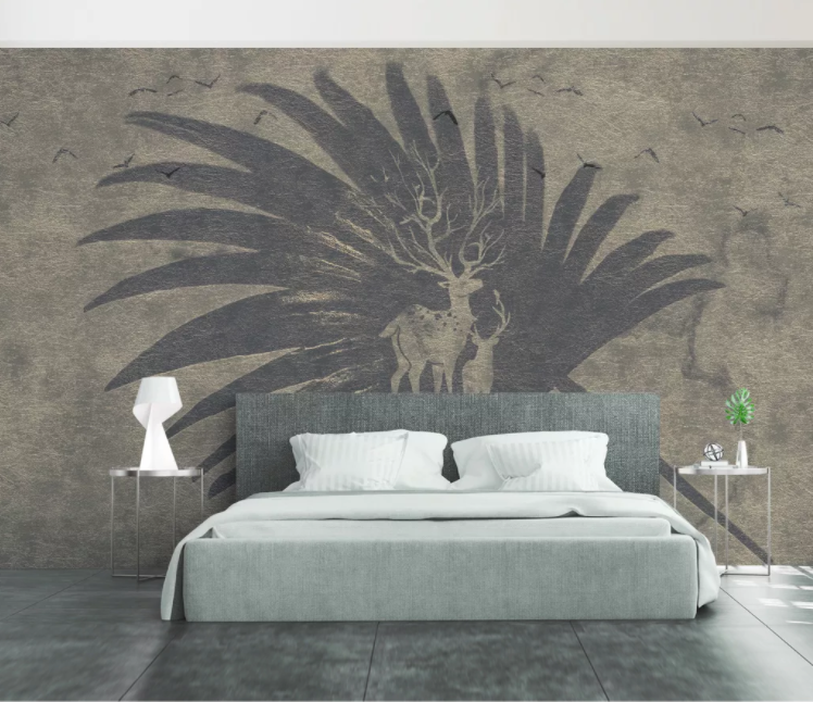 3D Leaves Deer WC993 Wall Murals