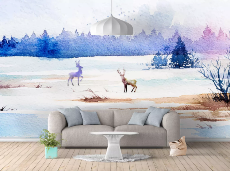 3D Fawn Lake WC888 Wall Murals