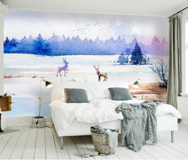 3D Fawn Lake WC888 Wall Murals