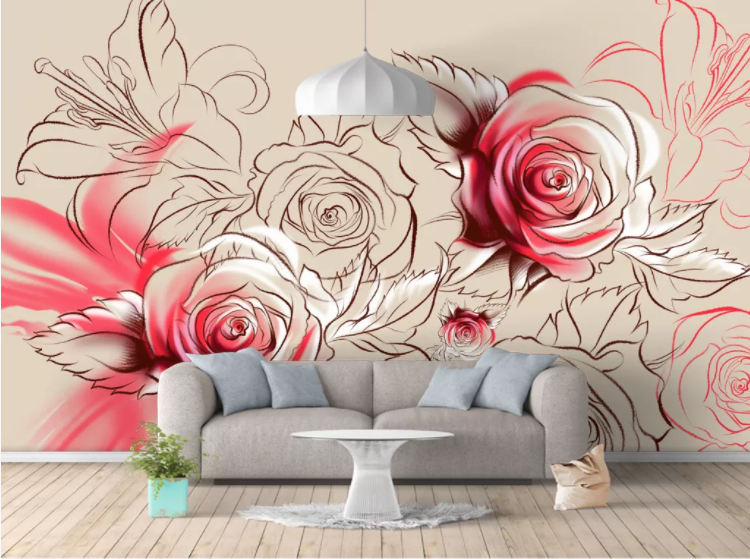 3D Coloring Flower WC774 Wall Murals