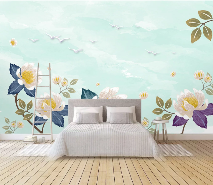 3D Flower Dove WC1564 Wall Murals