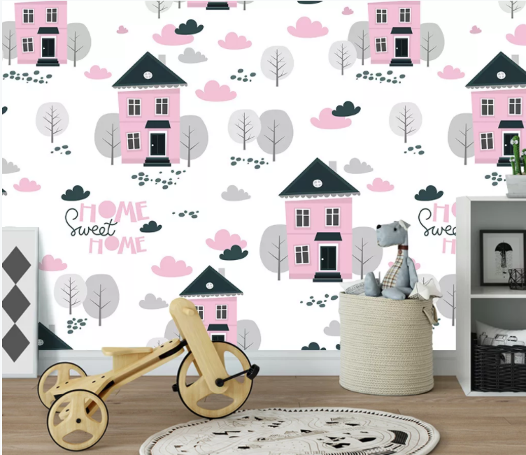 3D Pink House WC1517 Wall Murals