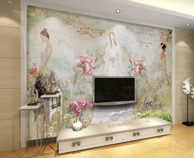 3D Bridal Wedding Dress WC173 Wall Murals