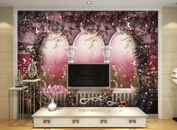 3D Pigeon Flower WC371 Wall Murals