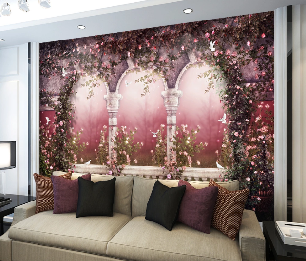 3D Pigeon Flower WC371 Wall Murals