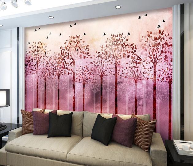 3D Purple Forest WC208 Wall Murals