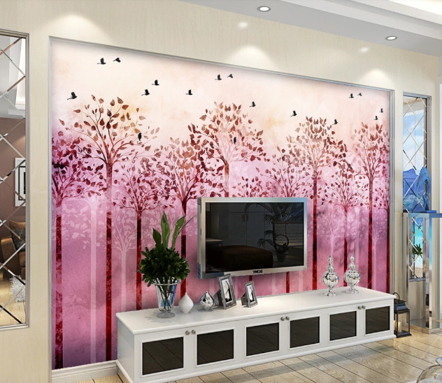 3D Purple Forest WC208 Wall Murals