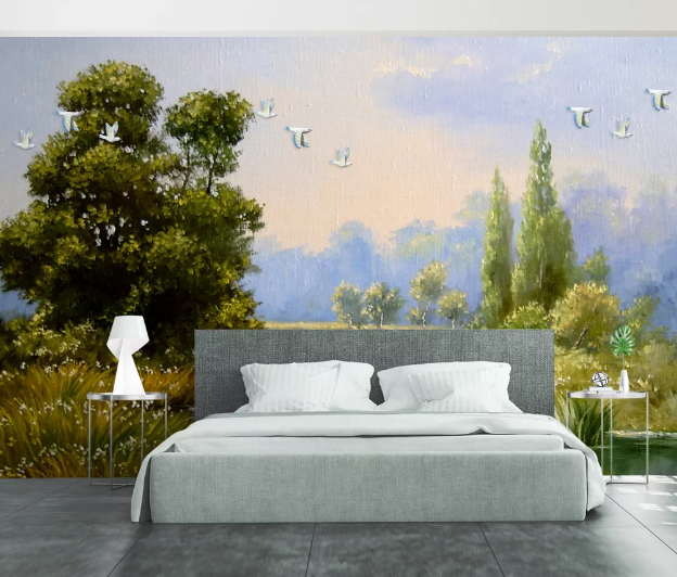 3D Swan Tree WC999 Wall Murals