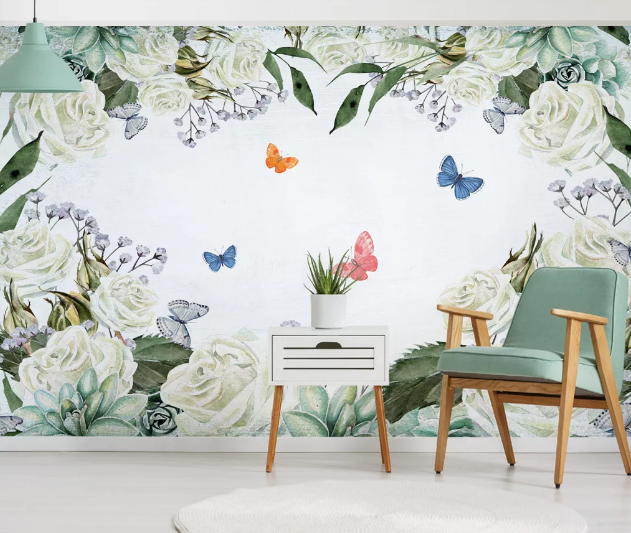 3D White Rose WC1078 Wall Murals