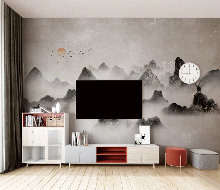 3D Sun Hillside WC2401 Wall Murals