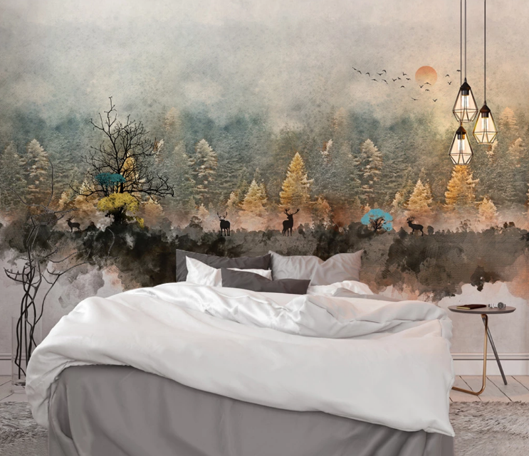 3D Sun Forest WC2400 Wall Murals