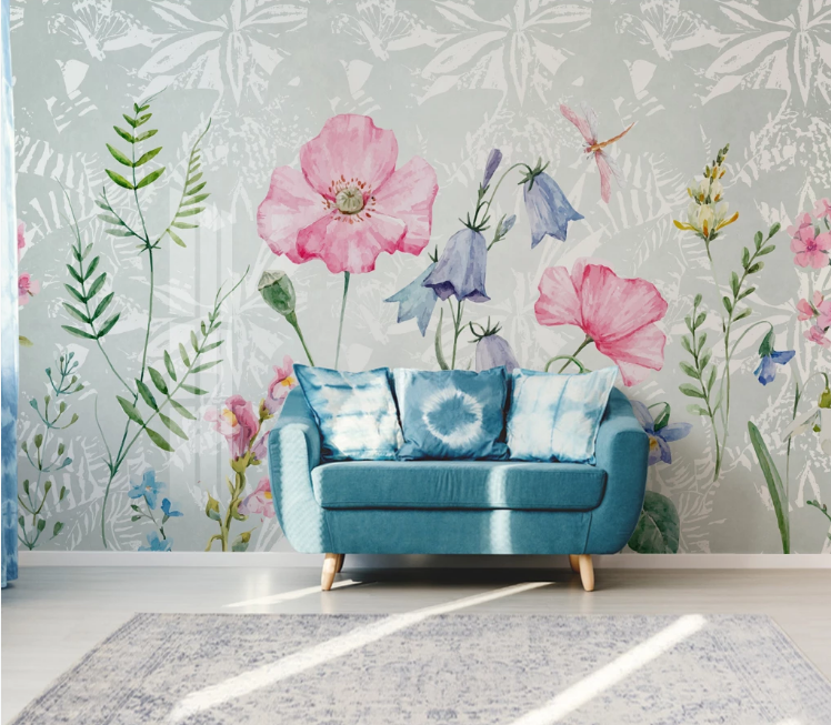 3D Dragonfly Flower WC2379 Wall Murals