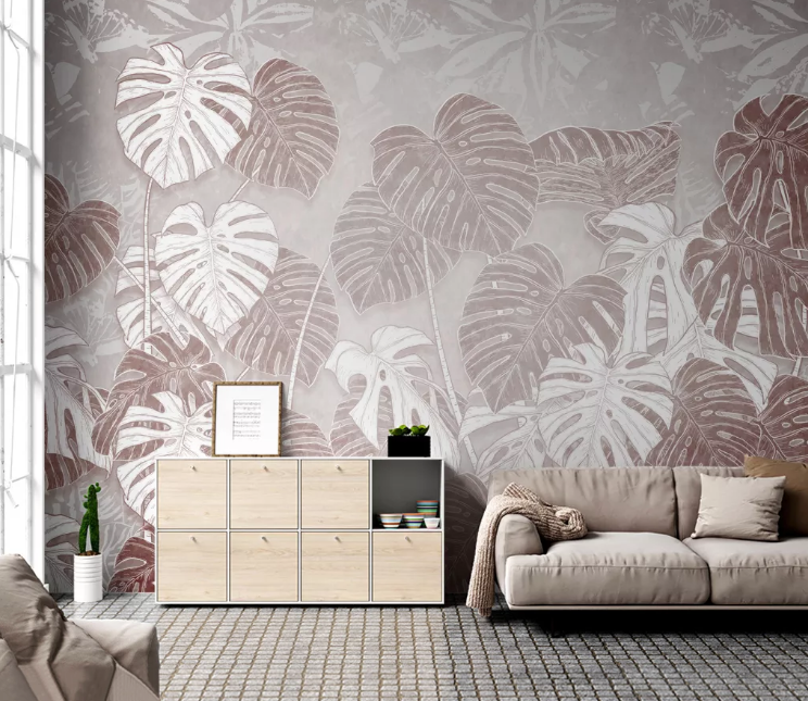 3D Red Leaf WC2378 Wall Murals