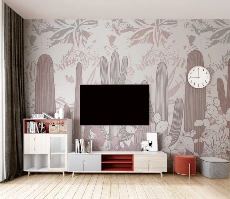 3D Red Cactus WC2377 Wall Murals