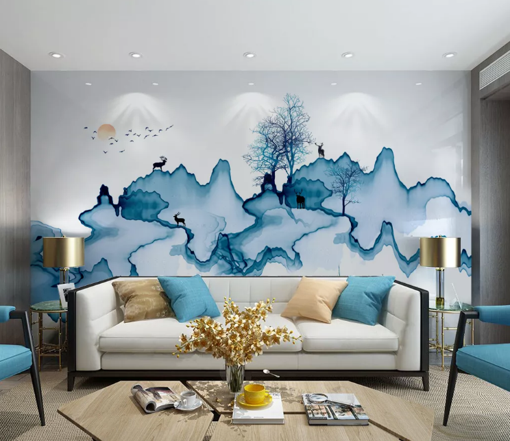 3D Mountain Deer WC2305 Wall Murals