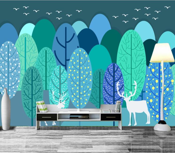 3D White Fawn WC1308 Wall Murals