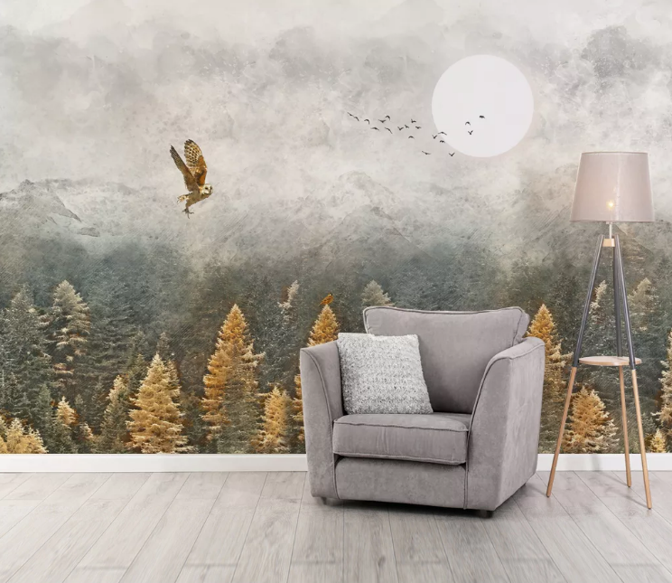 3D Forest Eagle WC2274 Wall Murals