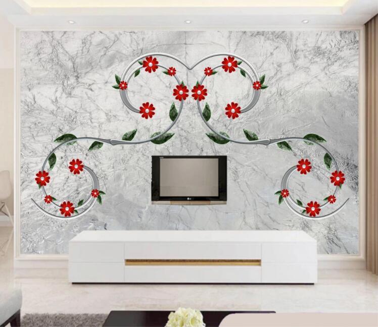 3D Small Red Flower WC1223 Wall Murals