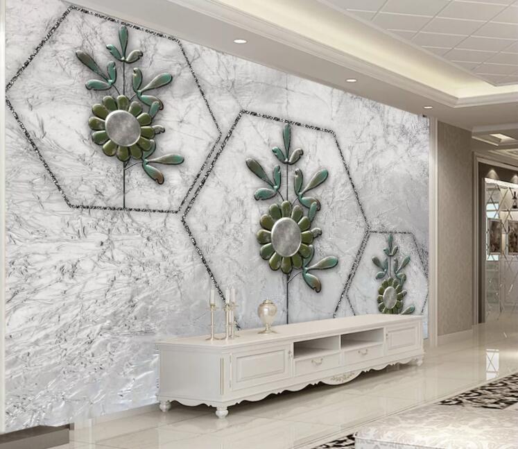 3D Jade Petals WC1222 Wall Murals