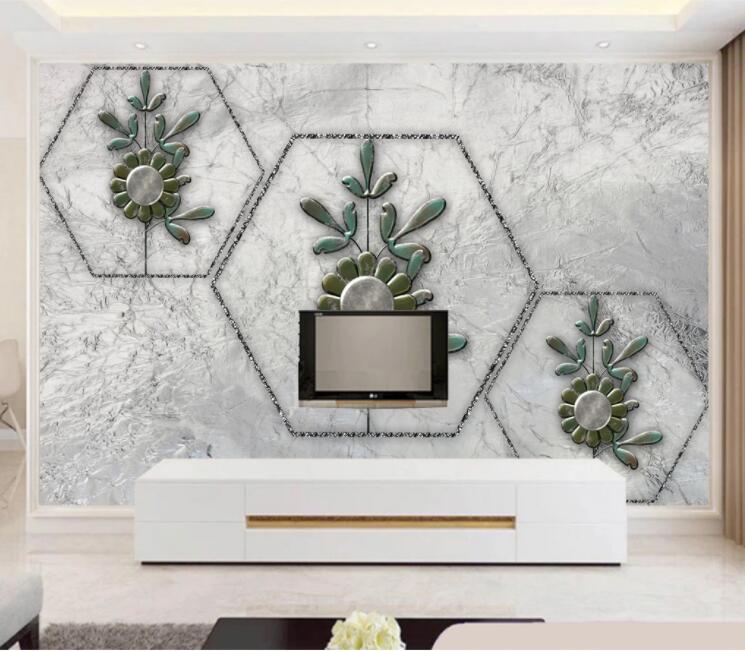 3D Jade Petals WC1222 Wall Murals