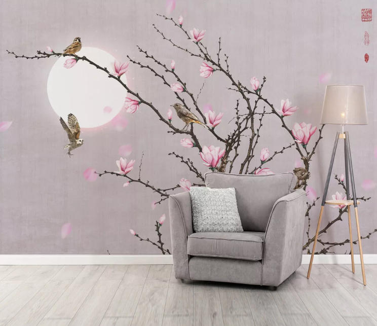 3D Flowering Bird WC2253 Wall Murals