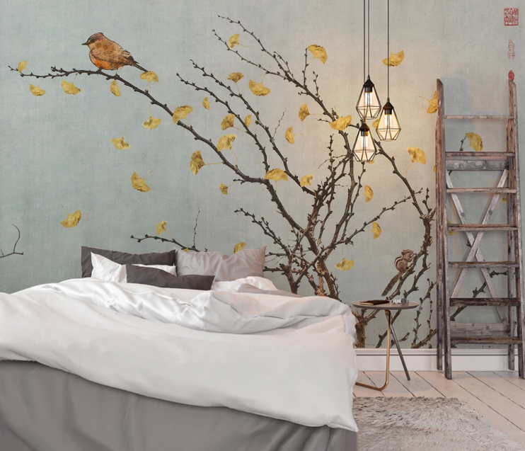 3D Leaf Bird WC2262 Wall Murals