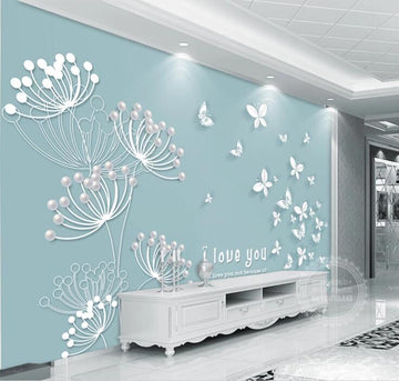 3D White Butterfly WC478 Wall Murals