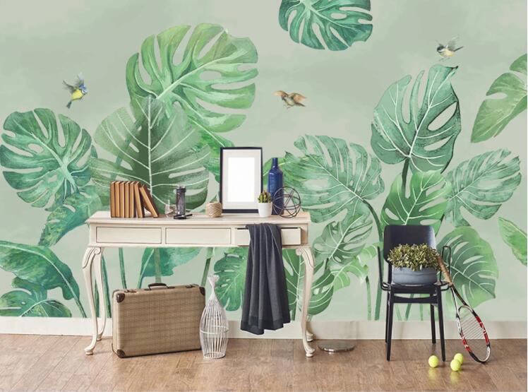 3D Lotus Leaf Bird WC2733 Wall Murals