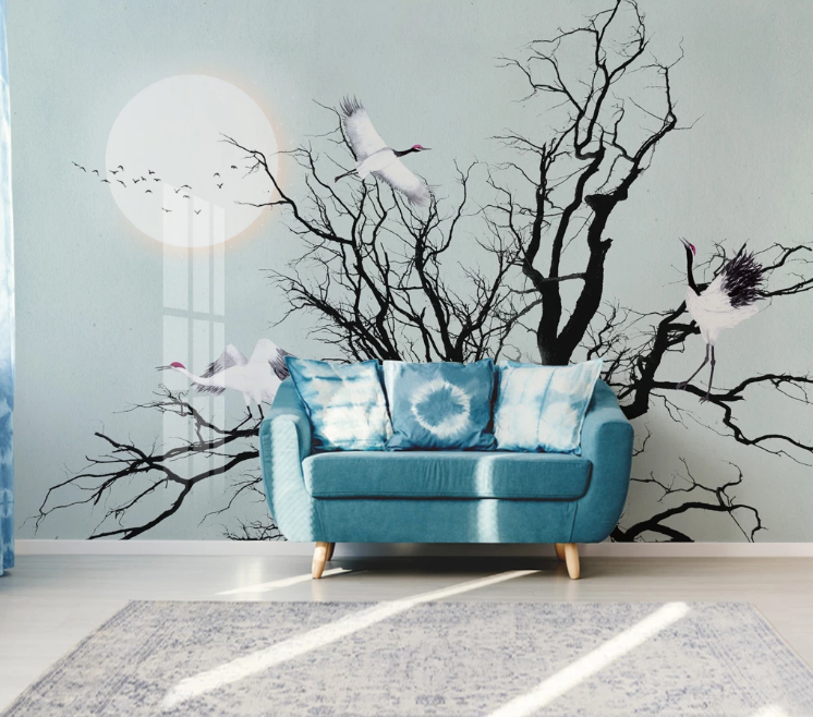 3D Moon Black Tree WC2202 Wall Murals