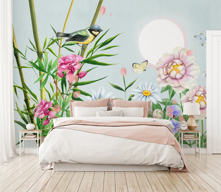 3D Moon Butterfly Bird WC2151 Wall Murals